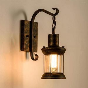 Vägglampor American Vintage Light Industrial Lighting Retro Metal Lamp inomhus Hem Restaurang Ljus fixtur Glasskugga