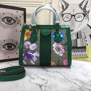 Floral Tote Bag Shoulder Bags Fashion Canvas Leather Handbags Purse Flower Letter Printing Large Capacity Travel Pouch Zipper Closure Hardware Removable Strap