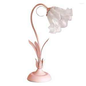 Table Lamps INS Lamp For Bedroom Decor Pink Flower Bed Side Living Room Wall Sconce Shade Christmas Ornaments