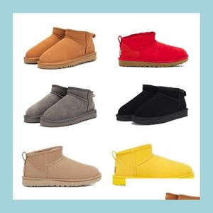 Boots Kids Boy Girl Mini Snow Boots Sheepskin Plush Fur تحافظ على دافئة مع حقيبة الغبار بطاقة AUS Small 5281 في الكاحل ناعم مريح C Dh8ic