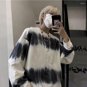 Magliette da uomo uomo magliette a maniche lunghe t-shirt oversize tie-dye sciolte in stile coreano a tutto gioco chic gelio di moda traspirante NO