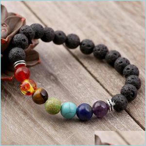 Bracelets de charme mulheres pulseiras masculinas Buda de miçangas de pedra natural para homens Buda de miçangas para homens lava chakra pulseira 72 entrega de gota T2 DHBFX