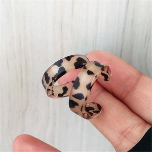 Hoop Earrings Korean Statement For Women Brown Leopard Geometric Vintage 2022 Trend Fashion Jewelry Gifts Creative