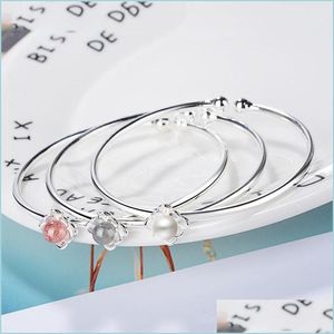 Urok bransolety lotosowe bransoletka żeńska Koreańska styl Słodka różowa brzoskwini Blossom Stberry Crystal Bracelets Flower Moonstone Ręka biżuteria dhtlg