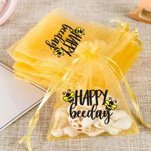 Primeiro embrulho de presente 10pcs pátio de pátio Bumble Bee Theme Primeiro 1º 2º 3º 4º 4º aniversário Party Happy Day Day Decoração de Decoração de Candy Bags