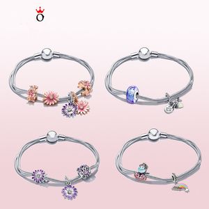 Fashion Girl Rainbow Charm Bracelets Fit Pandora Style Feminino J￳ia de Designer J￳ia