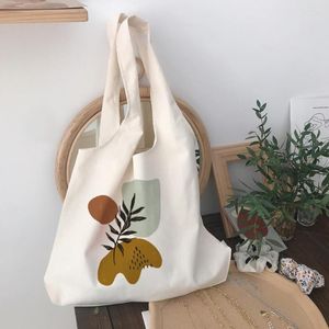 Borse da sera Retro Boho Plants Borsa tote in tela estetica Borsa da donna Harajuku Ulzzang Fashion Shoulder Borsa per studenti di grande capacità