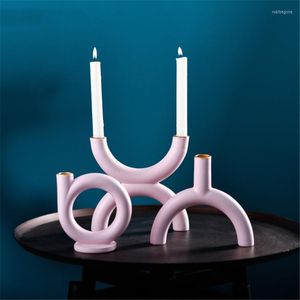 Titulares de vela Modern Resin Sculpture Settle Setting Set Decoração Shop Romantic Atmosphere Shop Colorful HOM