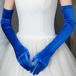 Luvas sem dedos Mulheres coreanas Vestido de noiva branco de Natal Luvas elásticas de cetim de cetim de verão Protetor solar UV Glove de condução completa K14 J221008