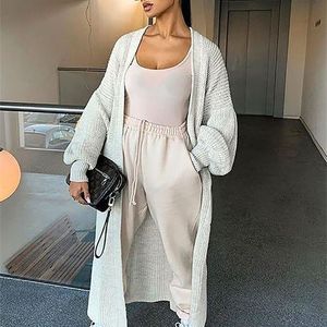 Womens Knits Tees Fashion Warm Knitted Oversize Maglione Cardigan Donna Casual Long Lantern Sleeve Jumper Outwear Autunno Inverno Morbido maglione allentato 221012