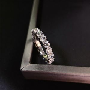 Pierścienie ślubne Pełne 0 2CT Single Stone D VVS1 Diamentowy pierścień Solid 14K Białe złote biżuteria dla kobiet Band 221012