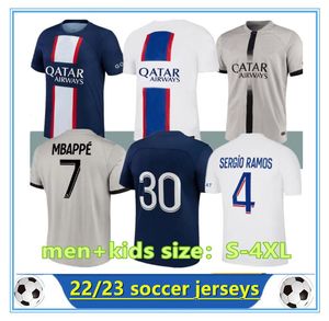 22 23 PSGs MBAPPE MESSIS camisas de futebol DI MARIA WIJNALDUM SERGIO RAMOS HAKIMI terceiro kit Maillots de camisas de futebol ICARDI VERRATTI Vitinha Donnarumma 68523