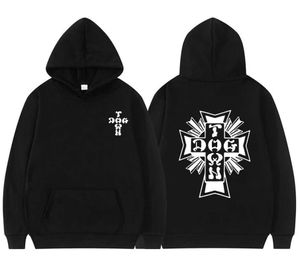 Herrtröjor tröjor nya dogtown och svart vit tryck hoodie män kvinnor hip hop punk rock hoodies streetwear mode casual hoody tröja toppar t221008