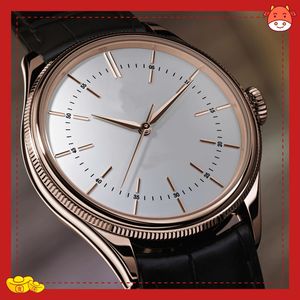 고품질 시계 39mm Geneve Cellini 2813 무브먼트 가죽 팔찌 자동식 남성용 시계 시계