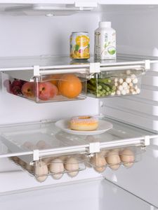 Kitchen Storage Fruit Food Box Plastic Clear Fridge Organizer Slide Under Shelf Drawer Rack Holder Refrigerator