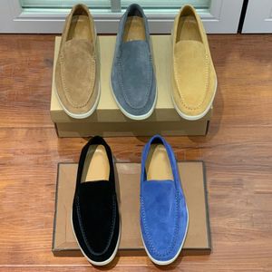 Loro Piana Dress Shoes Designer Mens Casual Shoes Soft Cashmere Loafers Classic Style Handmade Breathable Flat Heel Fashion Shoe Size 39-46