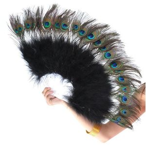 Peacock Feather Hand Fan Dancing Bridal Party Supply Decor Chinese Style Classical Fans Party Favor P1013