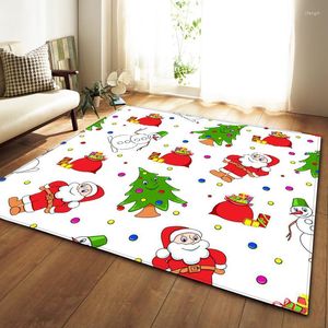 Tappeti Decorazioni per feste di Natale per soggiorno Tappeti per camera da letto Tappeto stampato Babbo Natale Tappetino per bambini Tappeto in memory foam in flanella