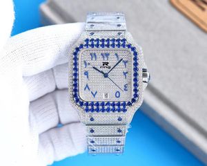 남자 다이아몬드 시계 CNC 상감 스타 플래시 다이아몬드 스테인리스 스틸 케이스 스트랩 50m 방수 데이트 선물에 적합합니다.