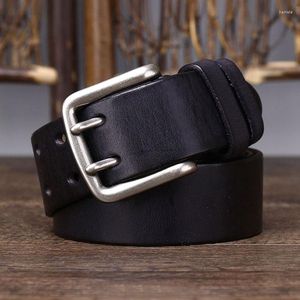 Belts Vintage Luxury Handmade Leather Alloy Buckle Man's Belt Cowhide Retro All-match Casual Work Mens Jeans 3.8CM Wide