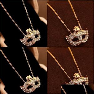 Pendant Necklaces Statement Necklaces Fine Jewelry Gold Plated Fl Rhinestone Bohemian Mask Pierced Pendants 16 N2 Drop Delivery 202 Dho6D