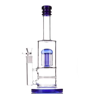 Huge Hookah Super Thickness 13.5 Inch tall color Blue Glass bong with Double layer perc Water Pipe Honeycomb and Pillars 18.8 mm Joint