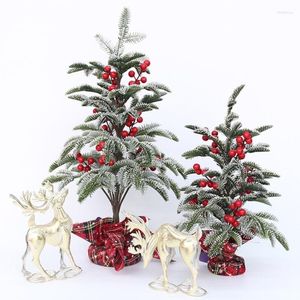 Decorazioni natalizie 55cm Aghi di cedro che cadono artificiali Albero da frutto rosso Navidad El Front Deskwindow Desktop