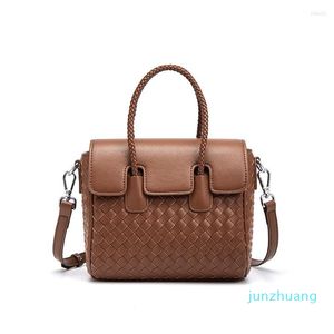 HBP Evening Bags Fashion Cowhide Woven Ladies Handbags Casual Versatile Large Capacity Portable Women Solid Shoulder Messenger Bag
