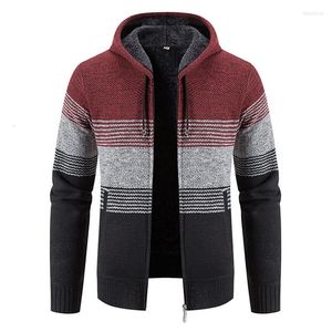 Herrjackor män stilfull hoodie cardigan tröjor full dragkedja smal passande casual stickad tröja jacka män höst vinter varm bomull hane