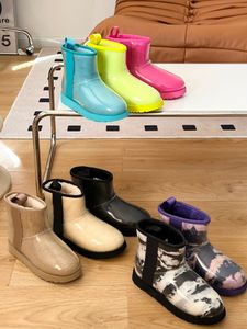 Klassische transparente Ministiefel, Designer-Schneestiefel in Schwarz, Weiß, Blau, Rosa, flache Schuhe, Gelb, fluoreszierender Kälteschutz, warme Damen-Kurzstiefel aus Baumwolle, Größe 35–40