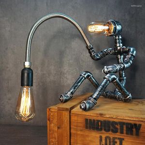 Table Lamps European Industrial Style Loft Edison Eye Protection Lamp Creative Water Pipe Robot Coffee Bar Decoration