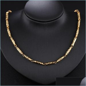 Chains Luxury 18K 51Cm Gold Chain For Men Pendant Link Steel Bamboo Necklace Gift Cool Man Jewelry Copper Christmas Gifts 1016 B3 Dr Dh7Iy
