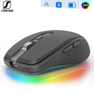 Mice SeenDa Rechargeable Wireless Mouse Dual Mode Mouse with RGB 2.4G Wireless Gaming Mice Bluetooth Ergonomic Mouse for PC Laptop T221012