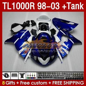 Танк общеизвезения для Suzuki Srad TL-1000 TL 1000 R 1000R 98-03 Bodywork 162NO.0 TL1000 R TL1000R 98 99 00 01 02 03 TL-1000R 1998 1999 2000 2001 2003 2003 Fairing Factory Blue Blue Blue Blue