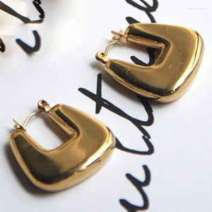 Hoopörhängen chnuky trapezoidal örhänge för kvinnor rostfritt stål guldfärg djärv geometri mode smycken 2022