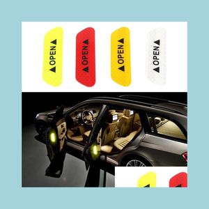 Other Car Lights Car Door Stickers Warning Mark Reflective Tape Exterior Accessories Open Sign Safety Strip Light Reflectors Drop Del Dhwpg