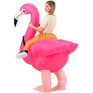 Flamingo Traje inflável de Halloween Mascot Dress Ride Rap-playing Playing Terno para adultos