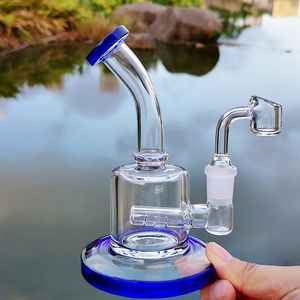 Colorful Inline Perc Hookahs 6 Inch Mini Glass Bongs Hand Pipe 5mm Thick Small Dab Rigs Heady Green Purrple Water Pipes With 4mm Quartz Banger