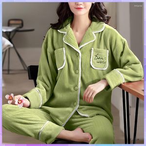 Hause Kleidung Winter Warme frauen Pyjamas Weibliche Flanell Verdicken Nachtwäsche Mujer Langarm Pyjama Set Mädchen Damen Kleidung Hosen