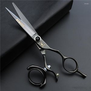 Schwarze, hochwertige Friseurschere, 15,2 cm, 360 Grad drehbarer Griff, japanischer 440C-Edelstahl