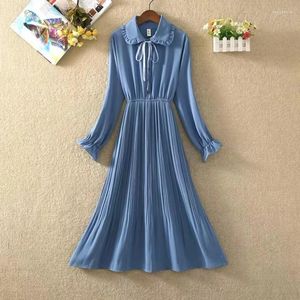 Casual Dresses Doll Collar Long Sleeve Dress Women 2022 Autumn Collection Waist Thin Chiffon Loose A-Line Mid-Length