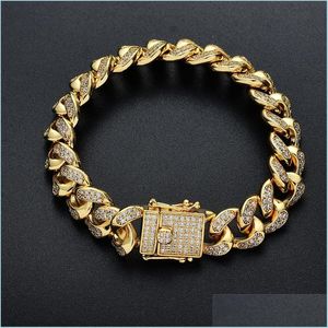 Link Chain Mens Hip Hop Gold Bracelets Simated Diamond Jewelry Fashion Iced Out Miami Cuban Link Chain Bracelet 28 T2 Drop Delivery Dh1Su