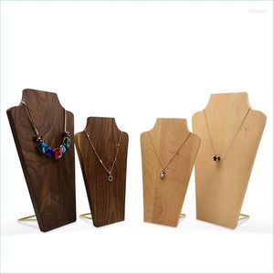 Jewelry Pouches Bags Jewelry Pouches Est Wood Necklace Display Stand For Jewellery Erasel Organizer Jewelery Mti-Necklace Case Hode Dh6Vb
