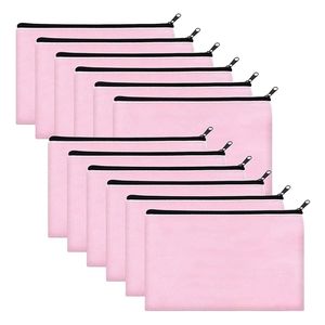 Cosmetische tassen kisten roze canvas make-uptas bulk met meerkleurige ritssluiting potloodkastje zakje diy ambacht 221012
