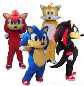 Performance Sonic och Miles Tails Mascot Costumes Halloween Christmas Car Character Outfits Suit Advertising Carnival Unisex Outfit