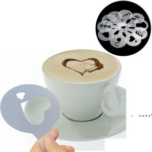 Kaffe te -verktyg kafé skum spray mall barista stencils dekoration verktyg fancy mögel plast 12 st/set kaffekonstruktion blommamodell dh3si