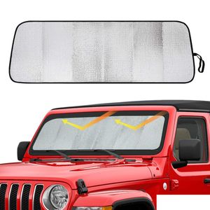 Voiture SunShade Windshade Sunshade Sun Shade Heat Shield Visor Mat pour Jeep Wrangler JL JLU Accessoires intérieurs Drop Livraison Mob Dhbjn