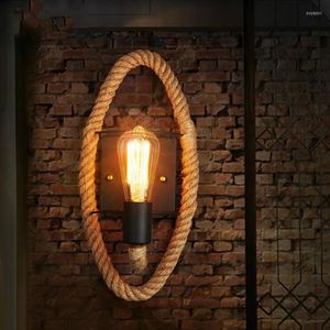 Wall Lamps Retro Lamp Iron Industrialstyle Circular Rope Edison E27 LED Bulb For Home Decoration Light Aisle Balcony Stairs Bar