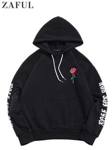 Herrtröjor tröjor zaful hoodie för män blommor tryck fleece höst vinter streetwear hooded casual treats pullover wi poet g221011