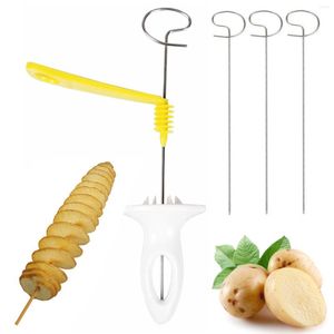 Tools 1SET Rotating Cyclone Potato Slicer Household Spiral Slicing Knife Skewer Hand-cranked Cutter DIY String Cut Kitchen Tool